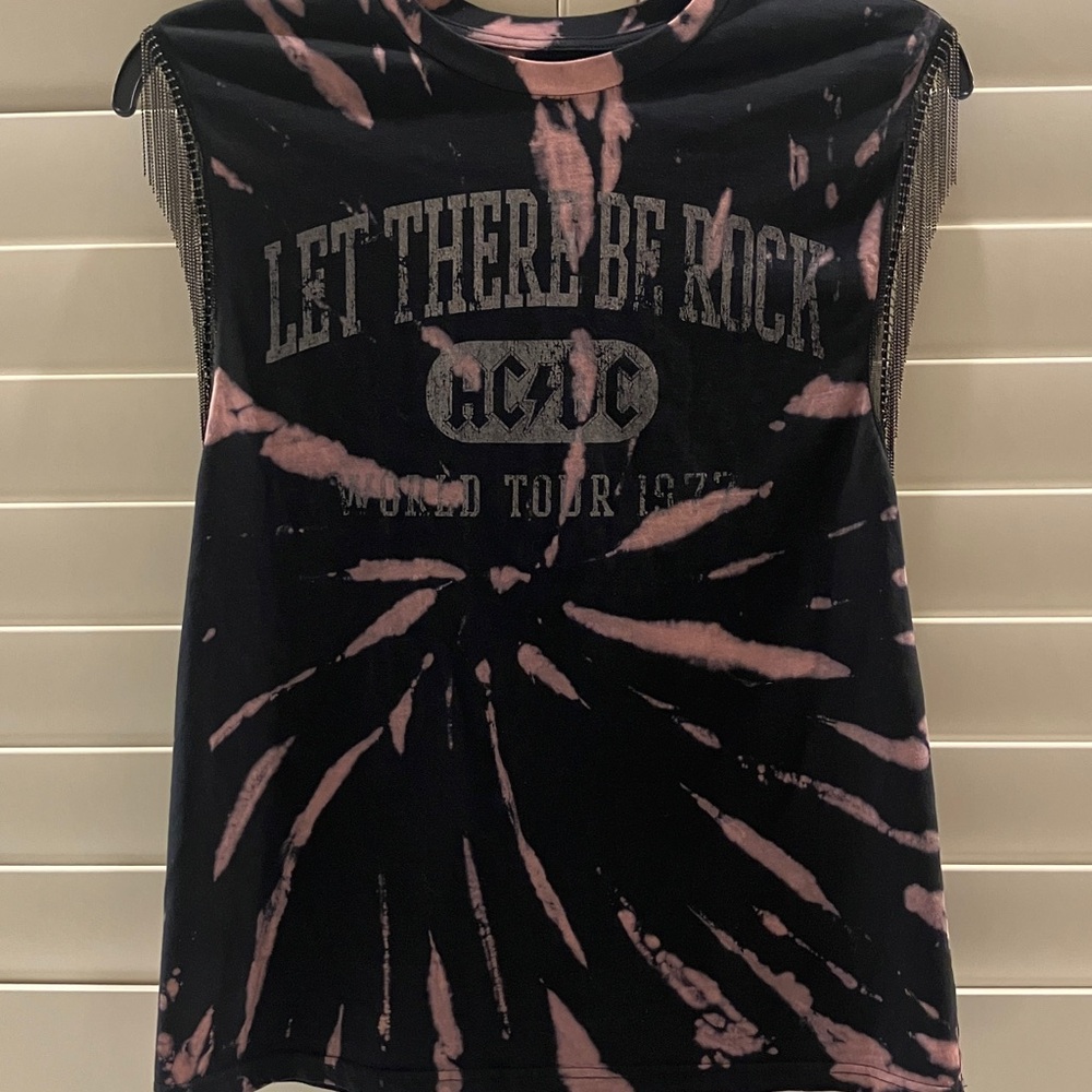 AC/DC Women’s Short Sleeve Tie-Dye Tee - Black and Pink
